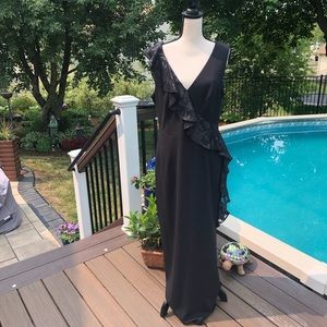 🌹Connected Apparel~Women’s Gorgeous Black Dress with Cascading Ruffle❤️